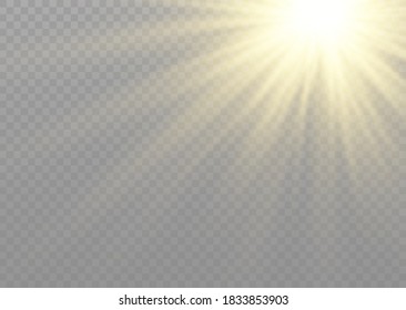 Efecto de luz de flash especial de lente de luz solar transparente.flash de lente solar frontal. El vector se desdibuja a la luz de la radiación. Elemento de decoración. Rayos estelares horizontales y luz reflectante.
