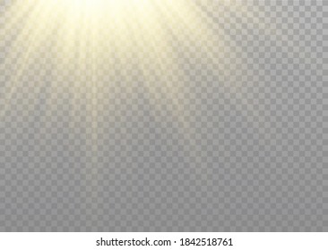 Efecto de luz de flash especial de lente de luz solar transparente.flash de lente solar frontal. El vector se desdibuja a la luz de la radiación. Elemento de decoración. Rayos estelares horizontales y luz reflectante.
