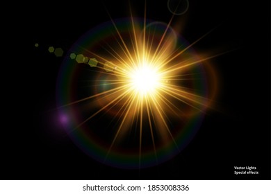 Vector transparent sunlight special lens flare light effect.