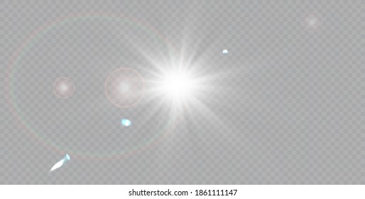 Efecto de la luz especial de la lente de la luz solar transparente del vector.