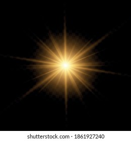 Efecto de luz de flash especial de lente de luz solar transparente.flash de lente solar frontal. El vector se desdibuja a la luz de la radiación. Elemento de decoración. Rayos estelares horizontales y luz reflectante