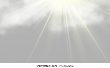 Efecto de luz de flash especial de lente de luz solar transparente.flash de lente solar frontal. El vector se desdibuja a la luz de la radiación. Elemento de decoración. Rayos estelares horizontales y luz reflectante.