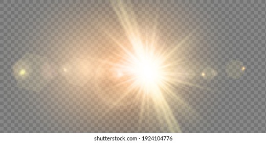 Vector transparent sunlight special lens flash light effect.front sun lens flash. Vector blur in the light of radiance. Element of decor. - Shutterstock ID 1924104776