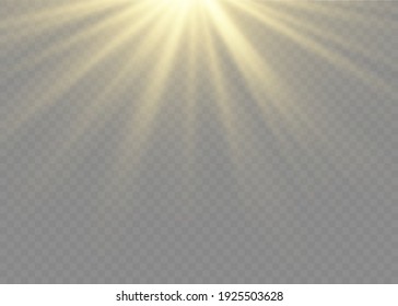 Vector transparent sunlight special lens flash light effect.front sun lens flash. Vector blur in the light of radiance. Element of decor. Horizontal stellar rays and searchlight.