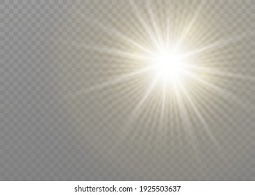 Efecto de luz de flash especial de lente de luz solar transparente.flash de lente solar frontal. El vector se desdibuja a la luz de la radiación. Elemento de decoración. Rayos estelares horizontales y luz reflectante.
