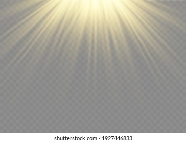 Vector transparent sunlight special lens flash light effect.front sun lens flash. Vector blur in the light of radiance. Element of decor. Horizontal stellar rays and searchlight.