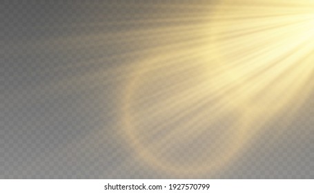 Vector transparent sunlight special lens flash light effect.front sun lens flash. Vector blur in the light of radiance. Element of decor.