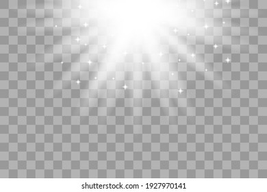 Vector transparent sunlight special lens flash light effect.front sun lens flash. Vector blur in the light of radiance. Element of decor.
