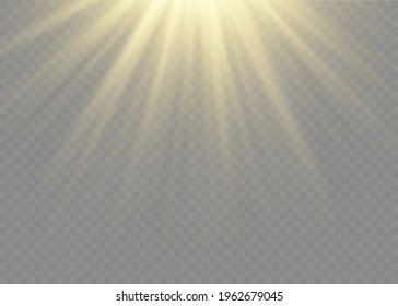 Vector transparent sunlight special lens flash light effect.front sun lens flash. Vector blur in the light of radiance. Element of decor. Horizontal stellar rays and searchlight.