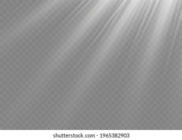 Efecto de luz de flash especial de lente de luz solar transparente.flash de lente solar frontal. El vector se desdibuja a la luz de la radiación. La decoración es blanca. Rayos estelares horizontales y luz reflectante.