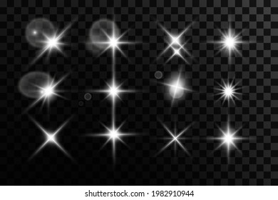 Vector Transparent Sunlight Special Lens Flare Light Effect Glowing Stars.