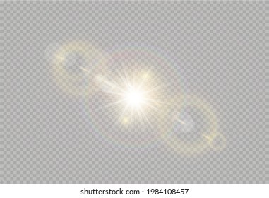 Vector transparent sunlight special lens flash light effect.front sun lens flash. Vector blur in the light of radiance. Element of decor.