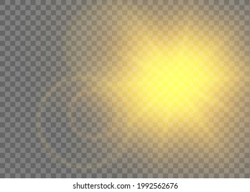 Vector transparent sunlight special lens flash light effect.front sun lens flash. Vector blur in the light of radiance. Element of decor.