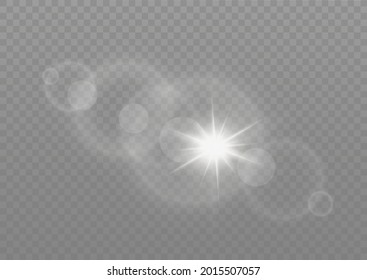 Vector transparent sunlight special lens flash light effect.front sun lens flash. Vector blur in the light of radiance. Element of decor.