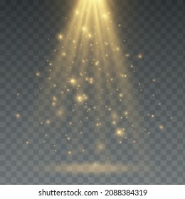 Vector transparent sunlight special lens flash light effect.front sun lens flash. Vector blur in the light of radiance. Element of decor. Horizontal stellar rays and searchlight.