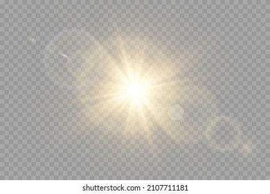 Vector transparent sunlight special lens flare light effect. PNG