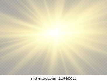 Vector transparent sunlight special lens flash light effect.front sun lens flash. Vector blur in the light of radiance. Element of decor.
