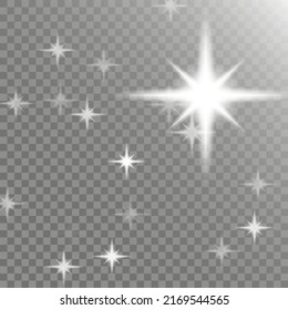 Vector transparent sunlight special lens flare light effect. PNG. Stars ligh. Bom light. Vector illustration