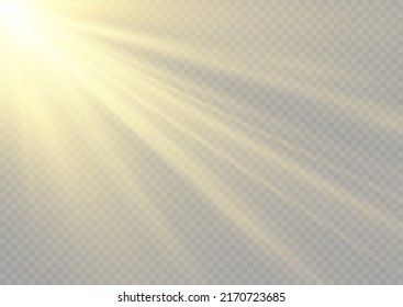 Vector transparent sunlight special lens flash light effect.front sun lens flash. Vector blur in the light of radiance. Element of decor.