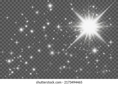 Vector transparent sunlight special lens flare light effect. PNG. Stars ligh. Bom light. Vector illustration