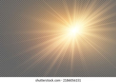 Vector transparent sunlight special lens flash light effect.front sun lens flash. Vector blur in the light of radiance. Element of decor. Horizontal stellar rays and searchlight.