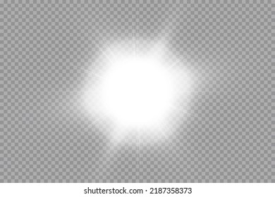 Image vectorielle effet de lumière de la lentille spéciale transparent de la lumière du soleil. Soleil isolé sur fond transparent. Effet lumineux