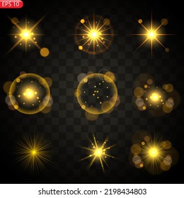 Vector transparent sunlight special lens flash light effect