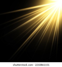 Vector transparent sunlight special lens flash light effect.front sun lens flash. Vector blur in the light of radiance. Element of decor. Horizontal stellar rays and search light