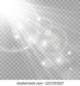 Vector transparent sunlight special lens flare light effect. Bright beautiful star. Light from the rays.	
