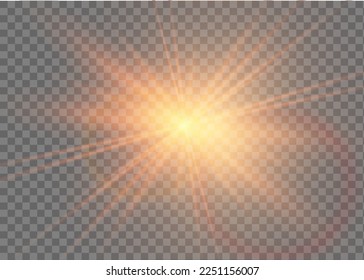 Vector transparent sunlight special lens flash light effect.front sun lens flash. Vector blur in the light of radiance. Element of decor.