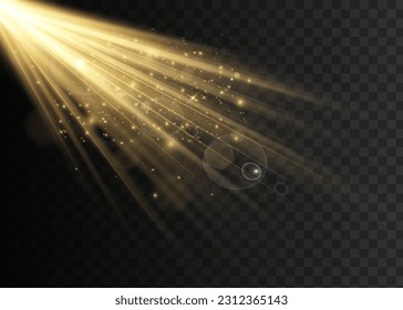 Vector transparent sunlight special lens flash light effect.front sun lens flash. Vector blur in the light of radiance. Element of decor. Yellow sunlight