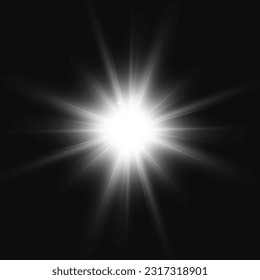 	
Efecto de la luz especial de la lente de la luz solar transparente del vector. Hermosa estrella brillante. Luz de los rayos.