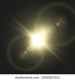 Vector transparent sunlight special lens flare light effect. Bright beautiful star. Light from the rays.	