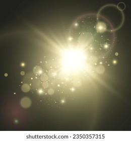 Vector transparent sunlight special lens flare light effect. Bright beautiful star. Light from the rays.	