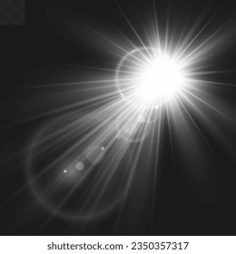 Vector transparent sunlight special lens flare light effect. Bright beautiful star. Light from the rays.	