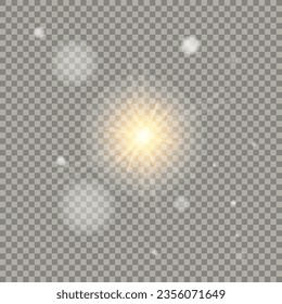 Vector transparent sunlight special lens flash light effect. Vector blur in the light of radiance.Glowing light effect on transparent background.