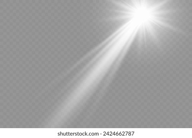 Vector de luz solar transparente lente especial flash efecto de luz. Resplandor estelar sobre un fondo transparente. La luz de una estrella.