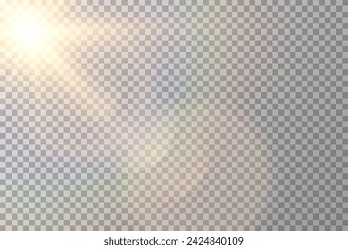 Vector transparent sunlight special lens flare light effect. Sun flash	