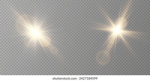 Vector transparent sunlight special lens flare light effect.	