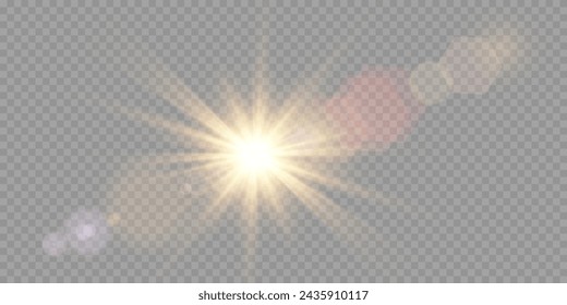 Efecto de luz de destello de lente especial de luz solar transparente vectorial. PNG