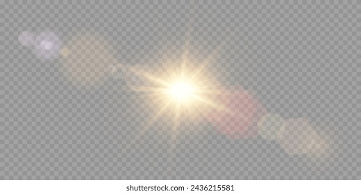 Vector transparent sunlight special lens flare light effect. PNG