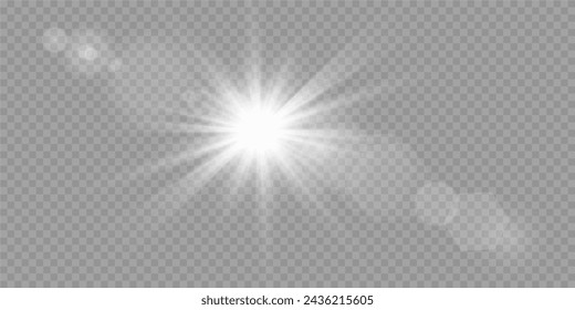 Efecto de luz de destello de lente especial de luz solar transparente vectorial. PNG