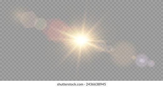 Vector transparent sunlight special lens flare light effect. PNG