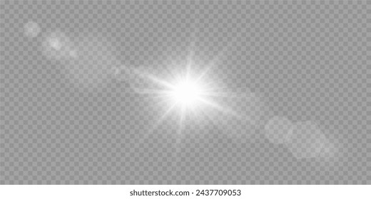 Efecto de luz de destello de lente especial de luz solar transparente vectorial. PNG