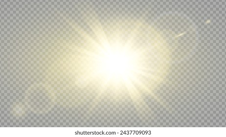 Vector transparent sunlight special lens flare light effect. PNG
