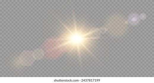 Vector transparent sunlight special lens flare light effect. PNG