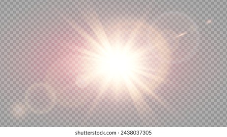 Vector transparent sunlight special lens flare light effect. PNG