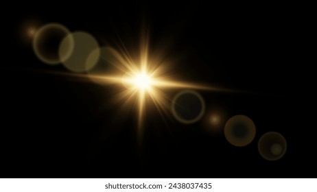 Efecto de luz de destello de lente especial de luz solar transparente vectorial. PNG