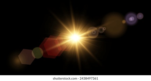 Vector transparent sunlight special lens flare light effect. PNG