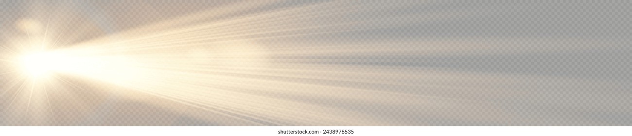 Vector transparent sunlight special lens flare light effect. Lens flare light effect. Sun flash with warm rays and spotlight. Isolated star burst in sky dust
